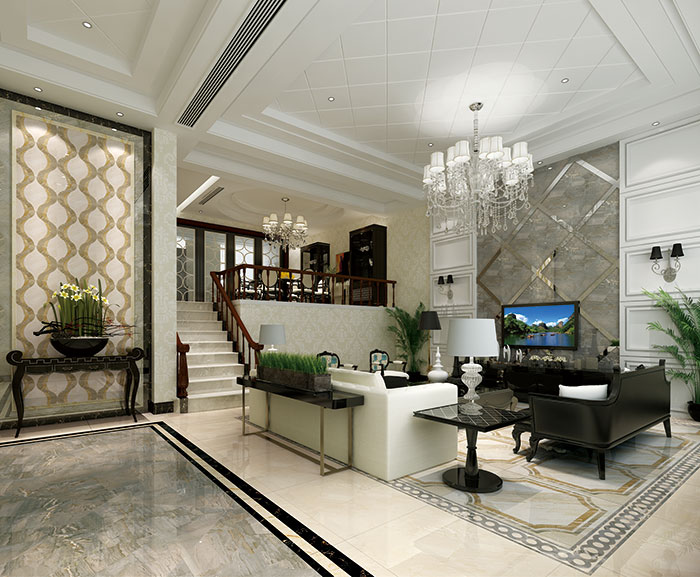 217永信贵宾会瓷砖客厅KYS8066-KYP8069-成效图