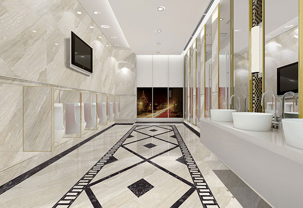 217永信贵宾会全抛釉瓷砖天堡石KYS8062高档洗手间成效图