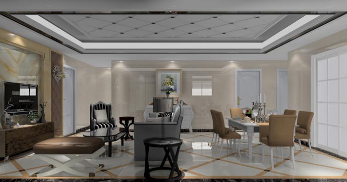 欧式风格在造型极其讲求，给人端庄典雅的感触，尊贵豪华的同时，还拥有浓密的文化气味。本单元的设计沿用了欧式的端庄典雅，也参与一些时尚的元素，让整个空间多了现代的时尚感触，却不失端庄。